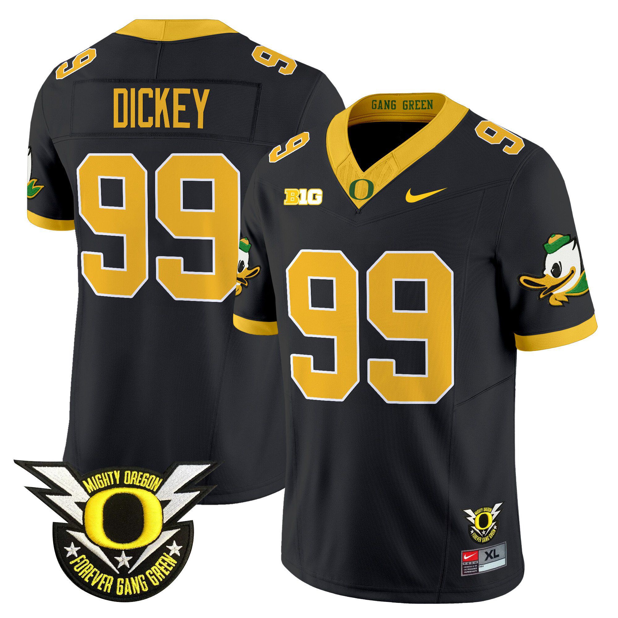Men Oregon Ducks #99 Dickey Black 2024 Nike Forever Gang Green & BIG Patch Vapor Limited NCAA Jersey->ncaa teams->NCAA Jersey